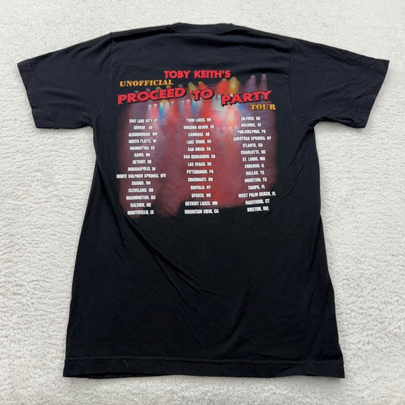 Toby Keith Unofficial Proceed To Party Tour T Shirt Black Screen Play 2012 Small - Picture 7 of 8